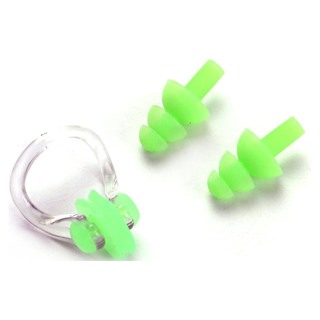 relayinert Silicone Waterproof Nose Clip Soft Swimming Earplug Set Adults Unisex Water Sports Pool Ear Protector Accessories Green 1Set