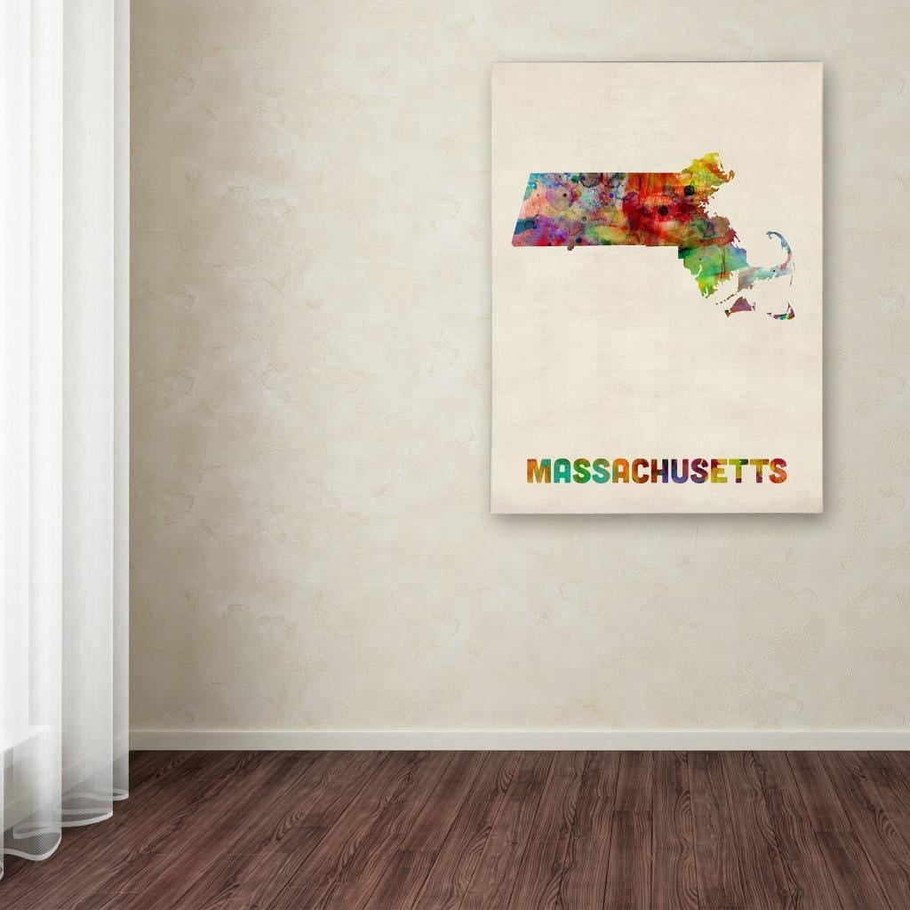 Trademark Fine Art "Massachusetts Map" Canvas Wall Art by Michael Tompsett