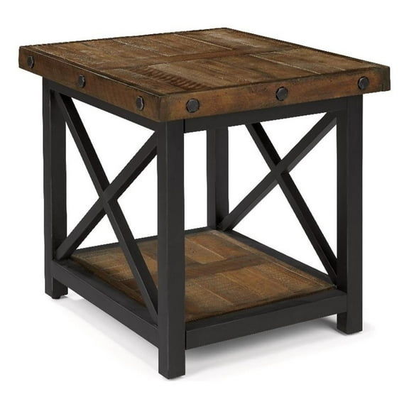 Flexsteel End Table Coffee Accent Table Rectangle in Wood - Brown