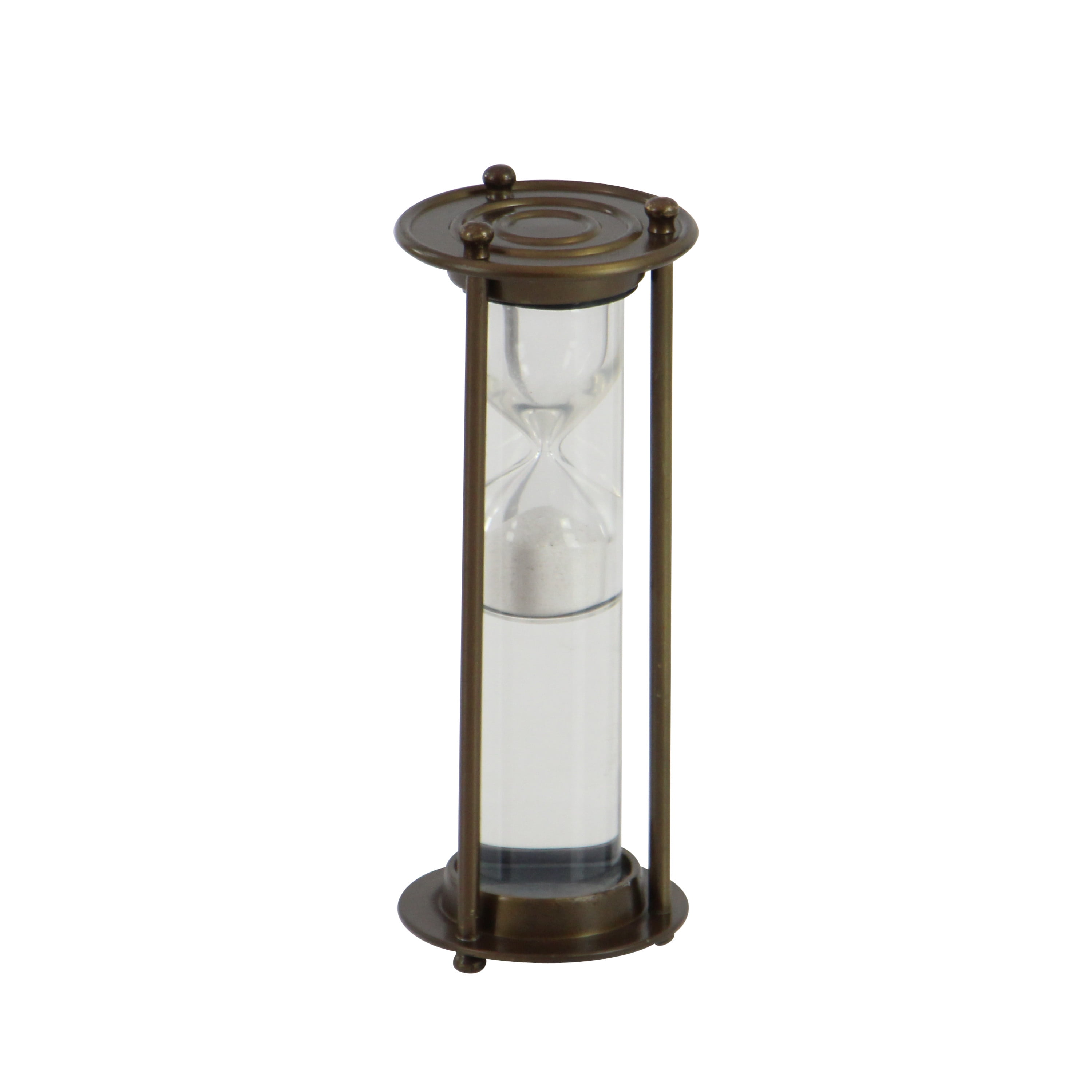 DecMode 3" x 8" Brown Aluminum Metal Hourglass Sand Timer with Water Tube, 1-Piece