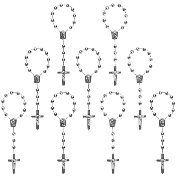 50 Chapelets de Baptême Chapelet Acrylique mini Chapelet Adapté pour la Première communion Sainte Cadeau de Fête de Baptême Adapté pour Enregistrements de Baptême Faveurs Décenaires Chapelet pour les Doigts (Argent)