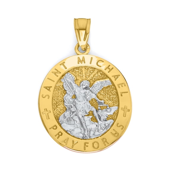 Solid 10k Gold Saint Michael Pendant - Protection Jewelry for Men and Women - Golden Fire Jewelry