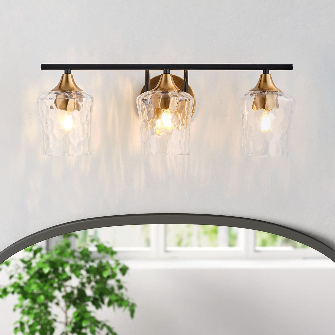 Aiwen Gold Brushed Crystal Vanity Light Fixture 3-Light Modern Bathroom Light Fixture over Mirror Vintage Wall Sconce