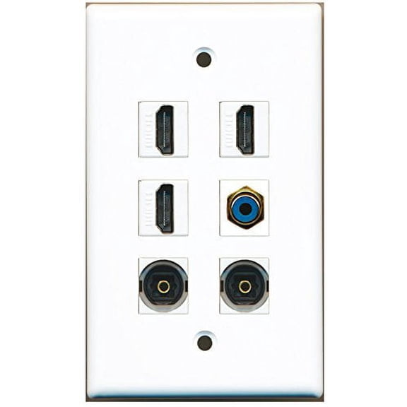 RiteAV - 3 HDMI 1 Port RCA Blue 2 Port Toslink Wall Plate