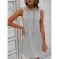 thumbnail image 6 of Hooded Sleeveless Dress Short Skirt Drawstring Casual Summer Sweater Dress (GRAY,S), 6 of 6