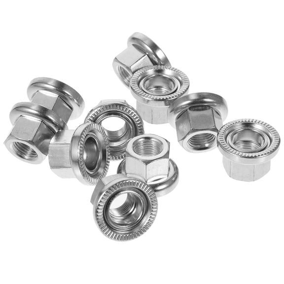 ROSENICE 10Pcs Flanged Steel Bike Nuts For Bicycle Repair Hub Axle Nut