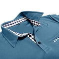 thumbnail image 6 of Yifymode Men's Classic Fit Short Sleeve Polo Shirt, Plaid Trim Collar Pocket Business Casual Top Light Blue M, 6 of 7
