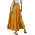 thumbnail image 3 of INSPIRE CHIC Boho Maxi Skirts for Women Flowy Flared Ruffle Summer Casual Tiered Elastic Waist Long Skirts XL Yellow, 3 of 6