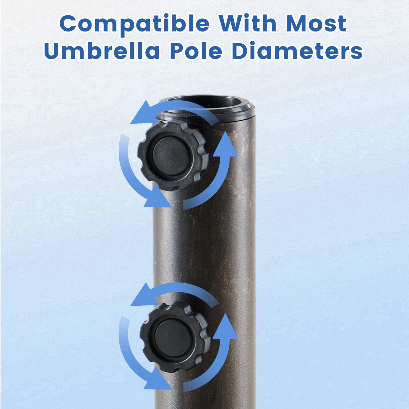Heavy Duty Patio Umbrella Base Stand, Outdoor Market Umbrella Holder with 2 Removable Adapters, Fits Poles Up to 1.9 Inches for Yard, Deck & Garden