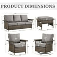 thumbnail image 4 of Gymojoy Patio Furniture Sets, 7 Pieces Outdoor Patio Sectional Sofa Set, Wicker Rattan Outdoor Conversation Swivel Chair Set with Ottoman for Poolside, Backyard, 4 of 13