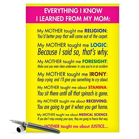 J7208 Jumbo Funny Mother's Day Greeting Card: 'learned from mom' with Envelope (Extra Large Size: 8.5