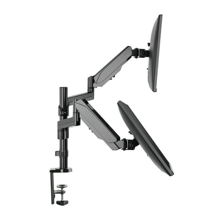 Rotating Monitor Stand Dual Monitor Stand - Dual Computer Screen Arms - C Clamp on Desk Monitor Riser - Full Motion Swivel Articulating Gas Springs - Universal Fit for 17