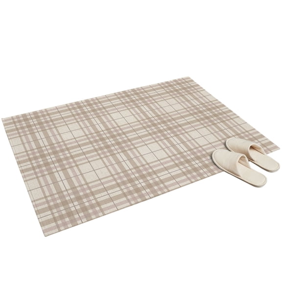 Washable Area Rugs 2x3ft Buffalo Plaid Throw Rug Non-Slip Non-Shedding Low-Profile Rectangle Sand Beige Cream Farmhouse Gingham Striped Small Rug Carpet for Living Room Bedroom Dining Room Home Decor