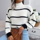 thumbnail image 5 of Lantern Sleeve Knitwear, Machine Washable Striped Knitwear Breathable Easy To Pair For Autumn Winter ANGGREK JB1711, 5 of 7