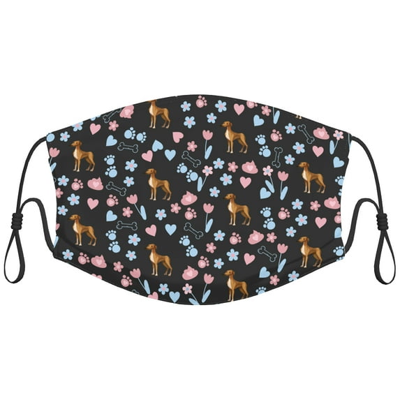 Cute Greyhound Dog Graphic Printed Cloth Face Masks Reusable Washable Adjustable for Child (1 PCS)