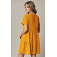 thumbnail image 3 of MBJ WDR2354 Women Short Sleeve Tunic Dress V Neck Casual Loose Flowy Swing Shift Dresses XL MUSTARD, 3 of 6