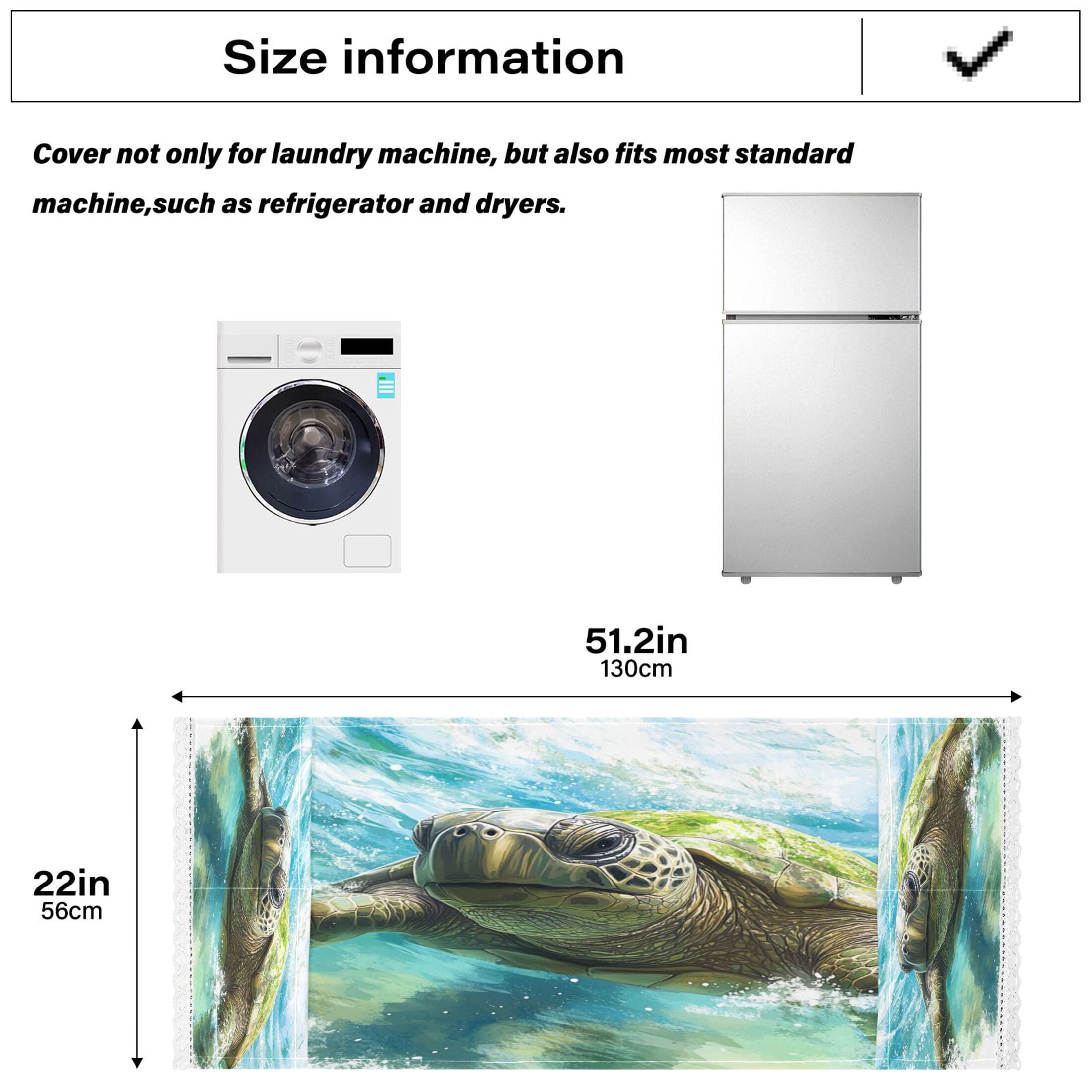 Washing Machine Cover 51.2x22in, Durable Polyester Dust Cover with Lace Trim and Side Pocket for Appliances Great Turtle