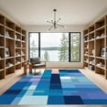 thumbnail image 2 of ODIKA 8'x10' Machine Washable Non-Slip Area Rug, Abstract with Interlocking Layered High Traffic Rug with Pad, Blue, 891645, 2 of 8