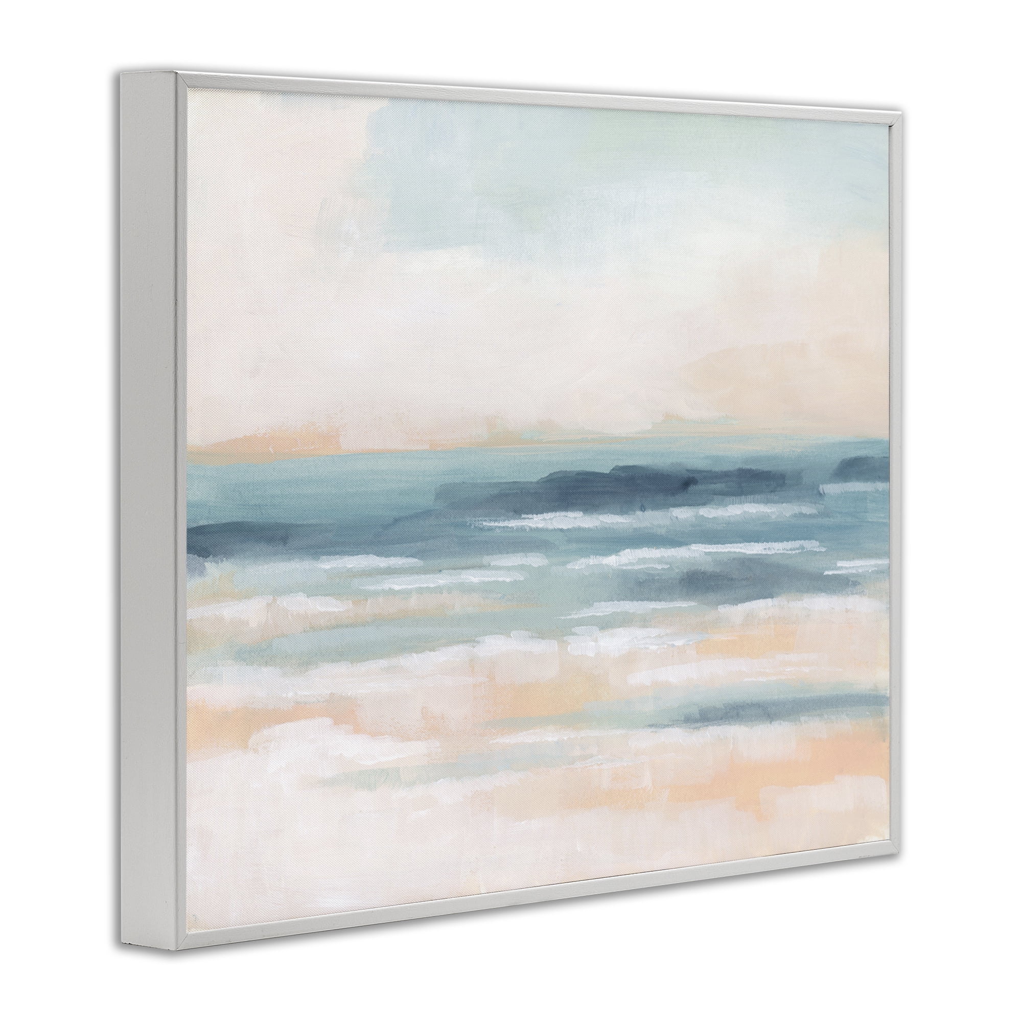 Stupell Industries Pastel Beach Coast Landscape Painting White Framed Art Print Wall Art, 30 x 24