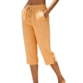 thumbnail image 3 of Axiiglly Cotton Capri Pants for Women Casual Loose Capri Leggings with Pockets Drawstring Fitness Solid Color Womens Work Out Pants S-3XL, 3 of 7