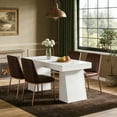 thumbnail image 5 of Fnova 55" Modern Dining Table, Mid-Century Wood Rectangular Writing Desk, Computer desk with Double Trapezoid Base, Seats 4-6 - Perfect for Home Office, Dining Room, Kitchen & Living Room, 5 of 19