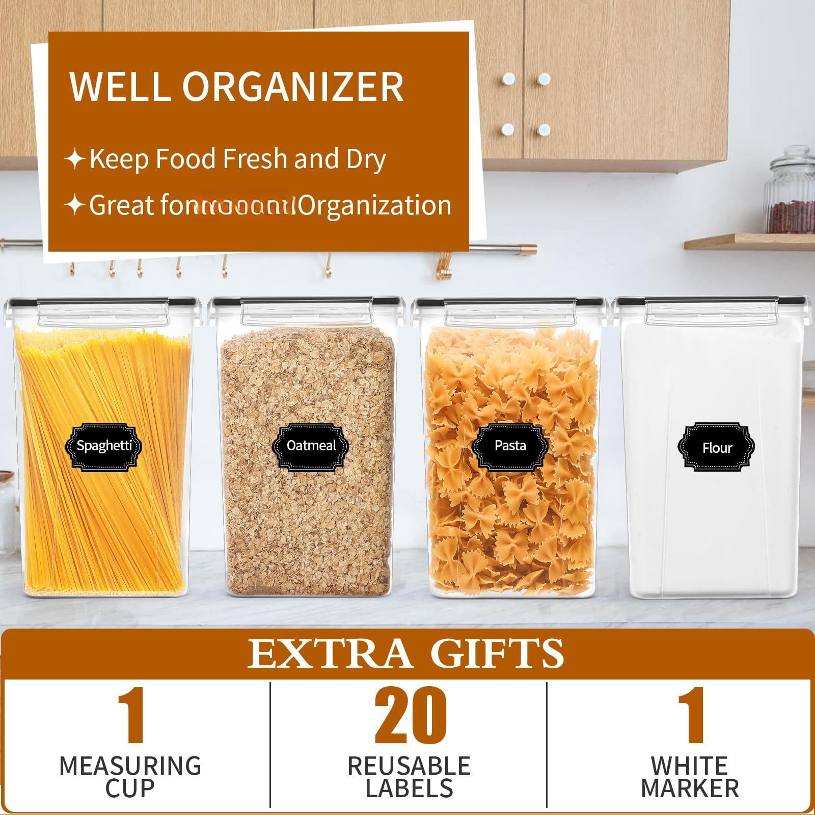 6.5L Food Storage Containers 4 Pack Airtight Kitchen Pantry Organization