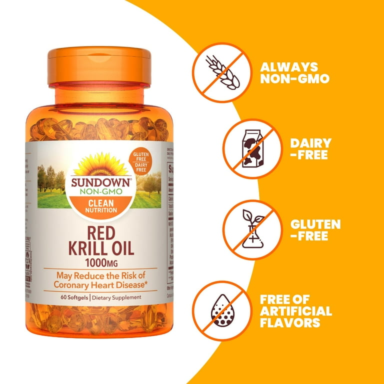 Sundown Red Krill Oil 1000 mg Softgels Supports Heart Health 60 Count Packaging May Vary Walmart