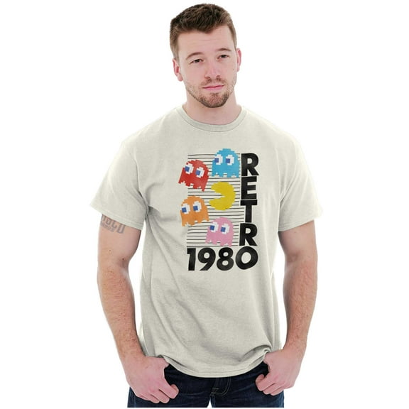 Retro PACMAN Arcade Game Characters Men's Graphic T Shirt Tees Brisco Brands S
