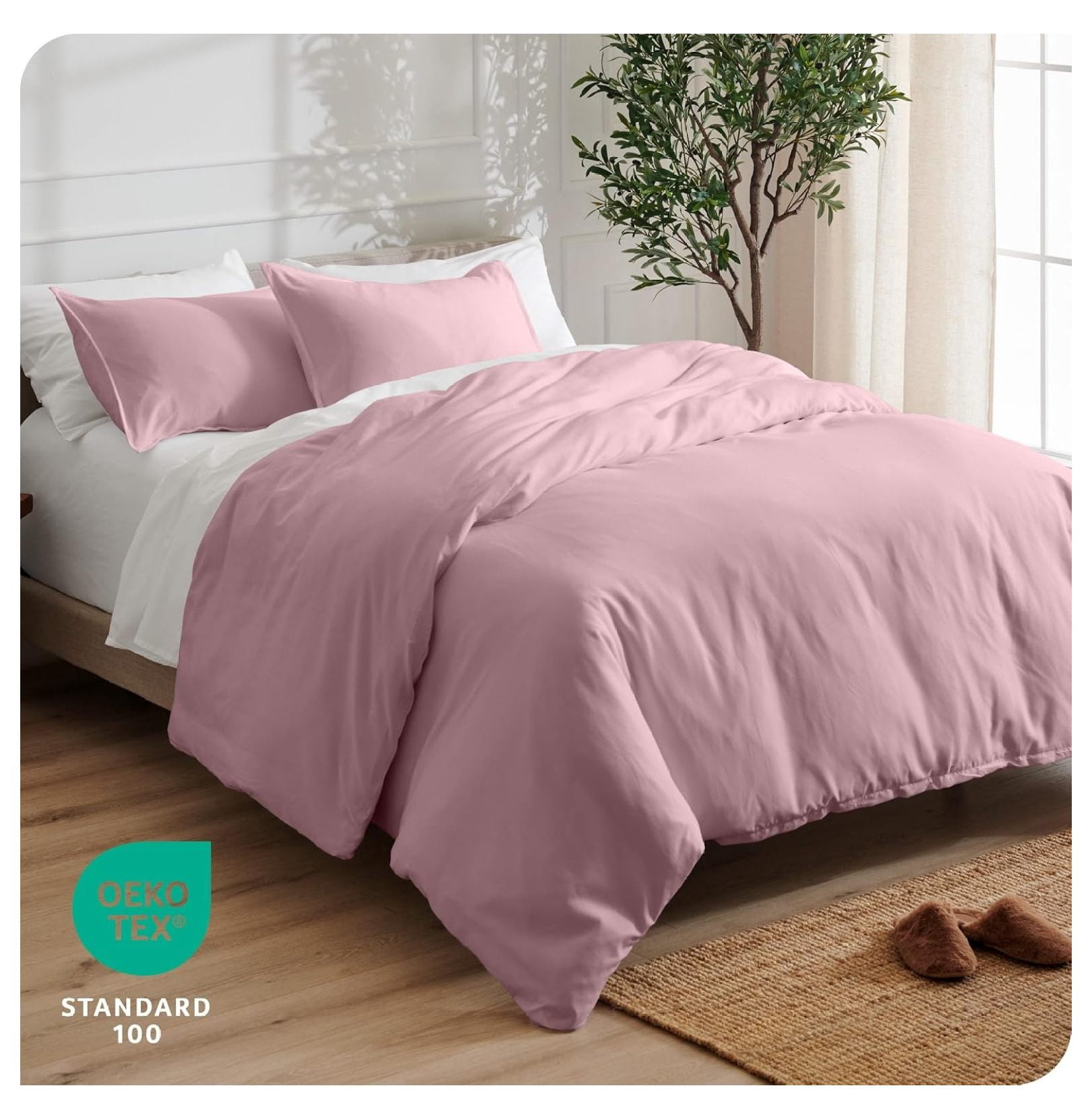 Bedding Duvet Cover King Size - Premium 1800 Super Soft Collection - Lightweight, Cooling - Soft Breathable Bedding Duvet Cover (King, Dusty Pink)