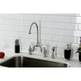 thumbnail image 2 of Kingston Brass KS7798PXBS English Country Two-Handle 3-Hole Deck Mount Bridge Kitchen Faucet with Brass Side Sprayer in Brushed Nickel, 2 of 8