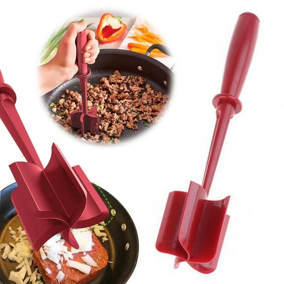 Handheld Meat Chopper for Beef, Heat Resistant Meat Masher for Meat, 5 Curved Blades Ground Beef Smasher, Meat Spatula Chopper, Non Stick Hamburger Chopper, Mix and Chop Kitchen Tool