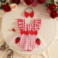 thumbnail image 2 of Sopiago Baby Girl Clothes Summer Outfit Newborn Strawberry Bow Ruffle Sleeveless Tulle Romper Dress Cute Infant Onesie Red,0-3 Months, 2 of 6