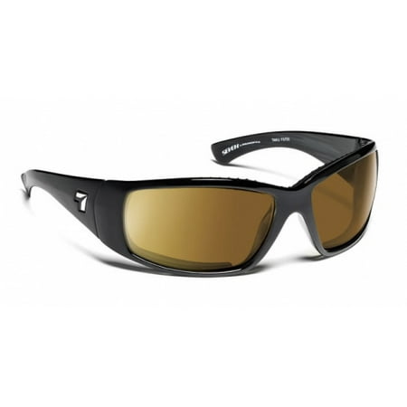 7 Eye Taku Full Wrap Sunglasses, Glossy Black Frame, 24 - 7 NXT Contrast Lens 57