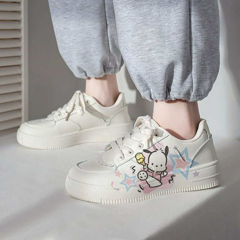 Adult Women Cute Pochacco Sneakers Cartoon Kawaii Tennis Shoes All match Trendy Student White Casual Shoes Girl Birthday Gifts