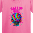 thumbnail image 4 of Inktastic Ballin' Girl Basketball Rainbow Splash Youth T-Shirt, 4 of 5