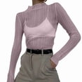 thumbnail image 2 of Women'S Pleated Long Sleeve Sheer Tops Lotus Root Pink L, 2 of 7