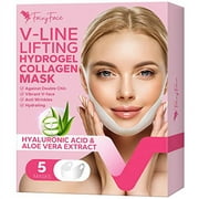FairyFace V Line Shaping .. Face Masks (5 Count), .. Double Chin Reducer, Lifting .. Hydrogel Collagen Mask with .. Aloe Vera and Seaweed, .. Anti-Aging and Anti-Wrinkle