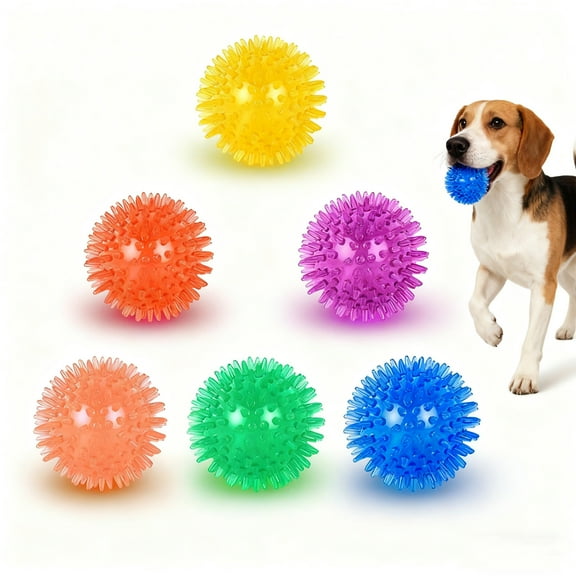 Squeaky Dog Chew Toy Ball with Spikes, High Bounce & Floating Water, Dental Cleaning Teething Toys for Aggressive Chewers, Puppies, Large Dogs