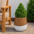 thumbnail image 6 of Benjara Reno 15" Planter- Rope Woven Design- White and Brown Finished Resin, 6 of 7