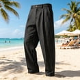 thumbnail image 5 of hotojiny Men's Dress Pants Regular Fit Casual Pleated Business Mens Pants Comfort Striped Straight Leg Work Golf Slacks, 5 of 5