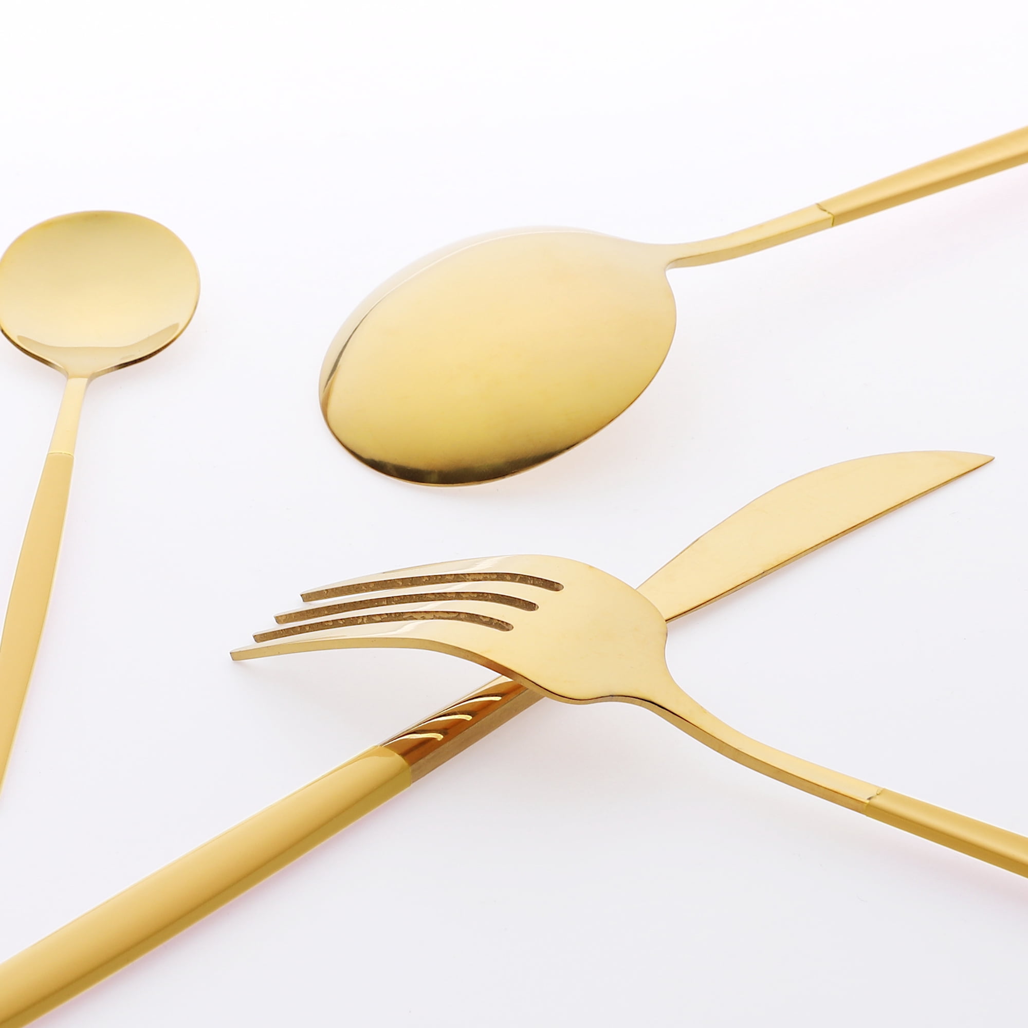 Unique Bargains Stainless Steel Flatware Set Orange 4 Pcs