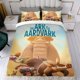 thumbnail image 4 of El Arca y el Cerdo Hormiguero Conjunto de sábanas temático, trío de piezas, cómodo y amigable con la piel, diseño único, regalo de decoración para el hogar para familiares, amigos y fans,173cm *218cm, 4 of 6
