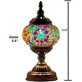 thumbnail image 4 of SILVERFEVER Mosaic Turkish Lamp Moroccan Glass for Table Desk Bedside Bronze Base Bundle with E12 Light Bulb-2 Sizes Turquoise Starbirst, 4 of 6