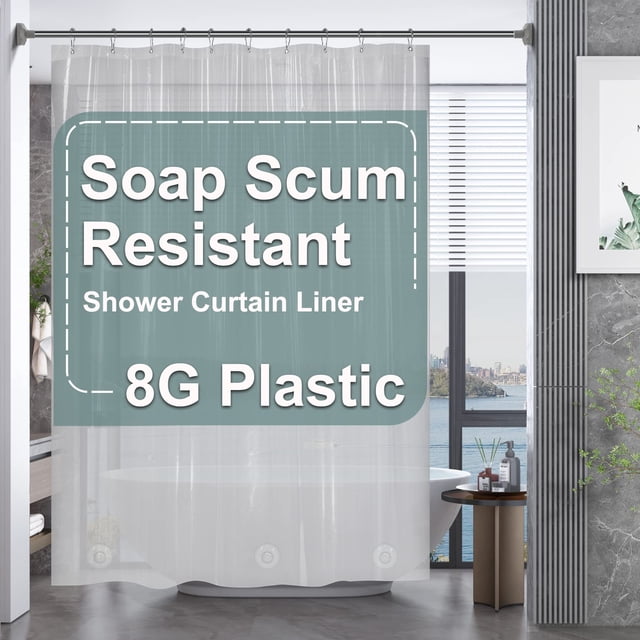 Cortina de ducha AmazerBath de plástico PEVA, 150 x 180 cm, transparente
