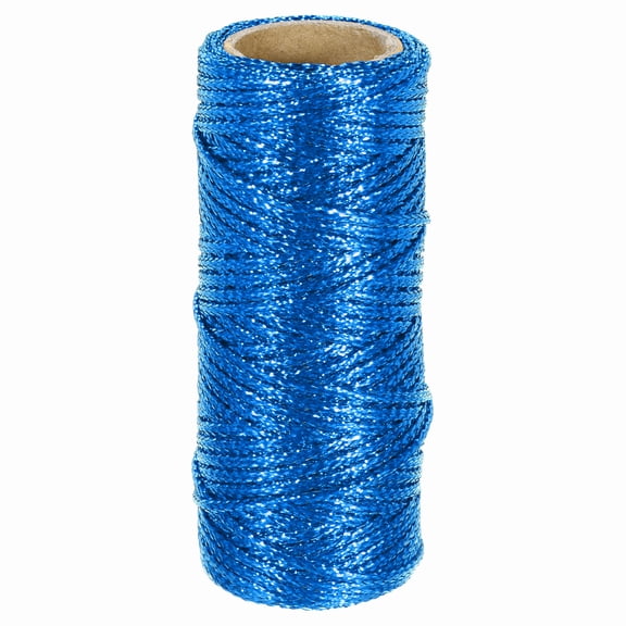 Uxcell 1.5mm Metallic String, 16 Ply Decorative Metallic Bakers Twine Thread Cord Rope for Gift Wrapping DIY Crafts Making Ornament Decor, Blue, 27Yards