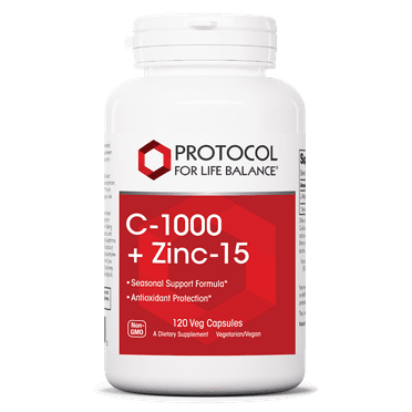 Protocol For Life Balance - C-1000   Zinc-15 - Healthy Immune System Support and Antioxidant Protection - 120 Veg Capsules