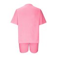 thumbnail image 5 of XFLWAM 2 Piece Outfits For Women Crew Neck T-Shirt Tops And Biker Shorts Sets Plus Size Tracksuit Pink S, 5 of 6