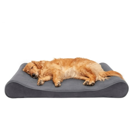 UPC: 0842229117745 | FurHaven | Memory Foam Microvelvet Luxe Lounger Pet Bed for Dogs & Cats Gray Jumbo