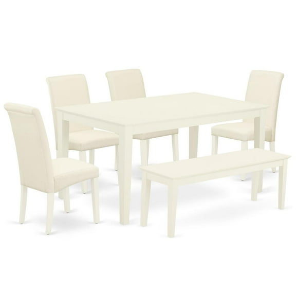 East West Furniture Dining Room Set Linen White, CABA6-LWH-01