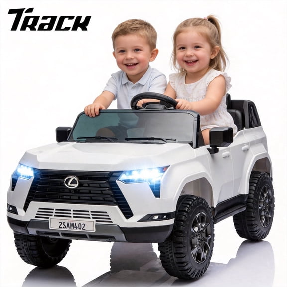 Track Seven 24V Ride on Car, Licensed Lexus GX550 2-Seater Electric Car with Remote Control, Bluetooth, LED Lights, Four-Wheel Suspension, 24V Electric Ride on Toy Car for Kids Aged 3 , Brown